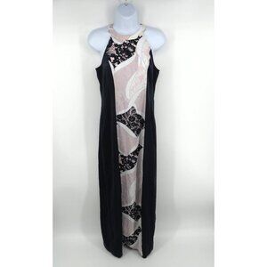 Bar III Women's Sleeveless Maxi Dress Blue & Pink Lace Pattern XS NWT $79.50